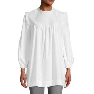 Free People Clover Ruffle Tunic Mini Dress Linen Ivory Size NWT